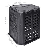 vidaXL Compostbak 360 L 68,9x68,9x83,9 cm zwart
