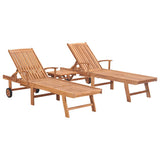 vidaXL Sun loungers 2 pcs with table solid teak wood