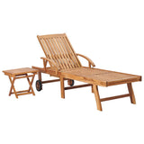 vidaXL Sun loungers 2 pcs with table solid teak wood