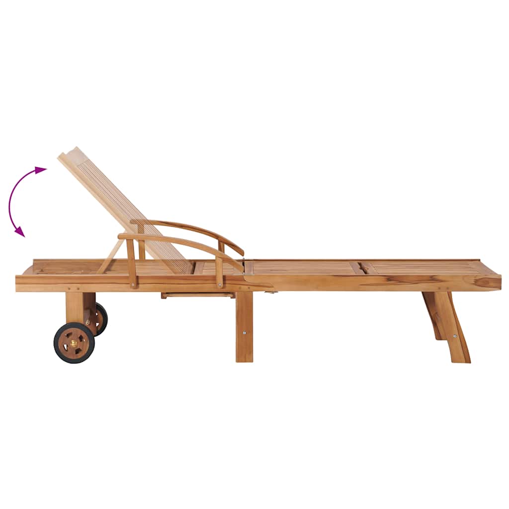 vidaXL Sun loungers 2 pcs with table solid teak wood