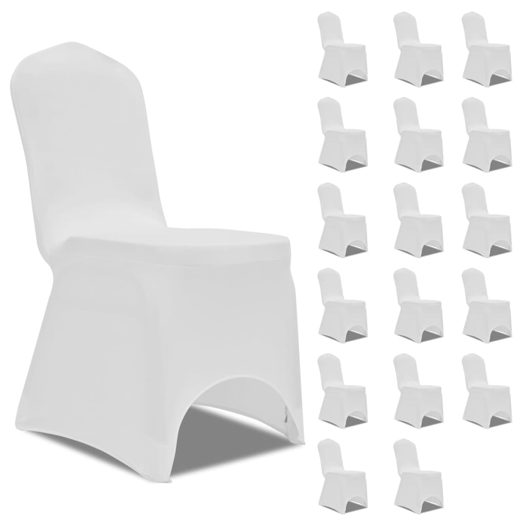 vidaXL Chair covers stretch 18 pcs white