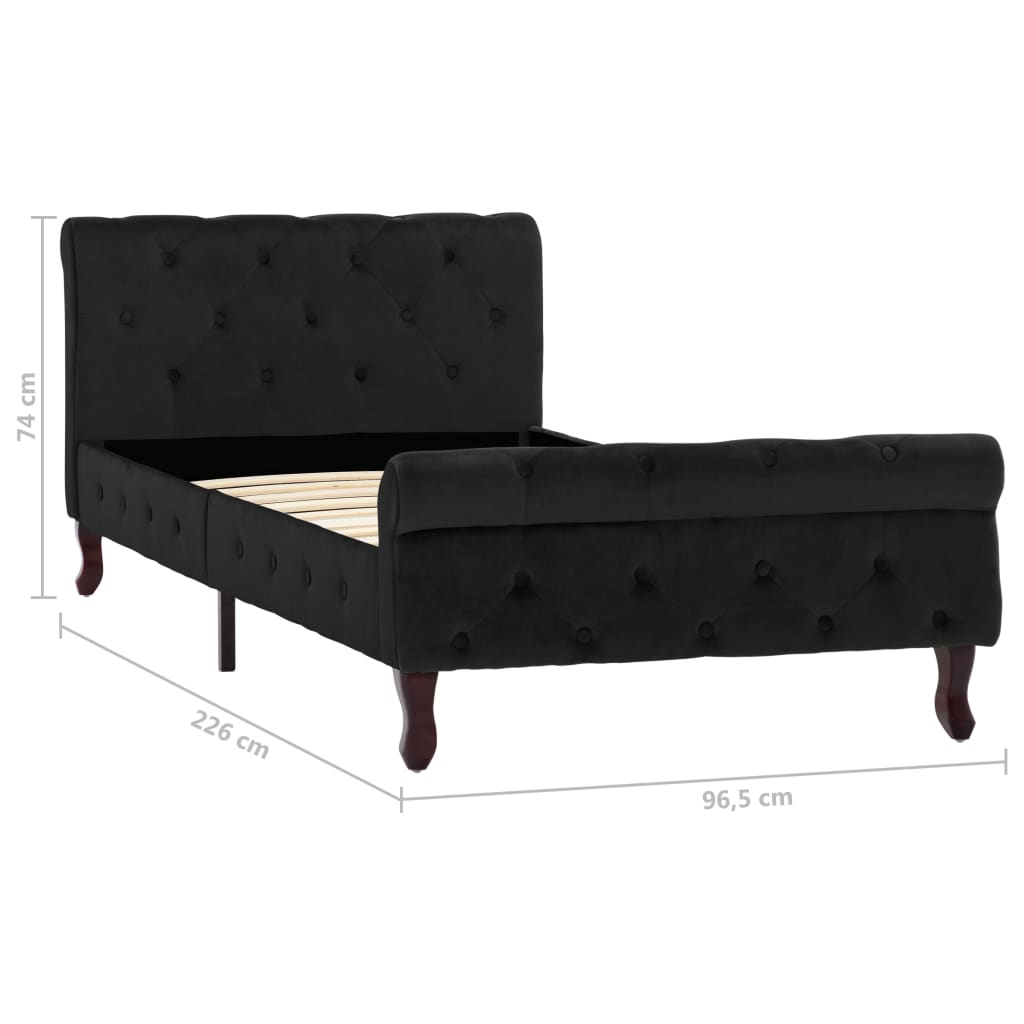 vidaXL Bed Frame velvet black 90x200 cm