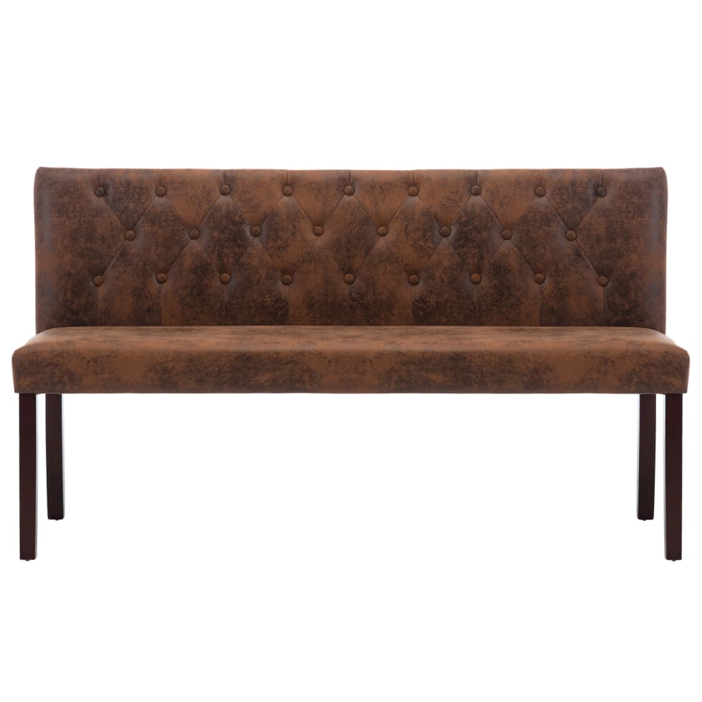 vidaXL Bench 148.5 cm Faux Suede Brown