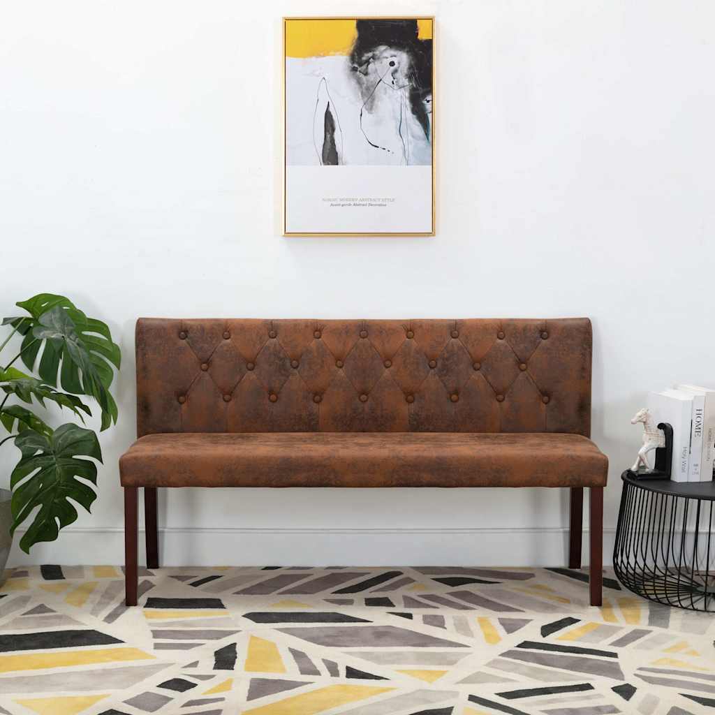vidaXL Bench 148.5 cm Faux Suede Brown