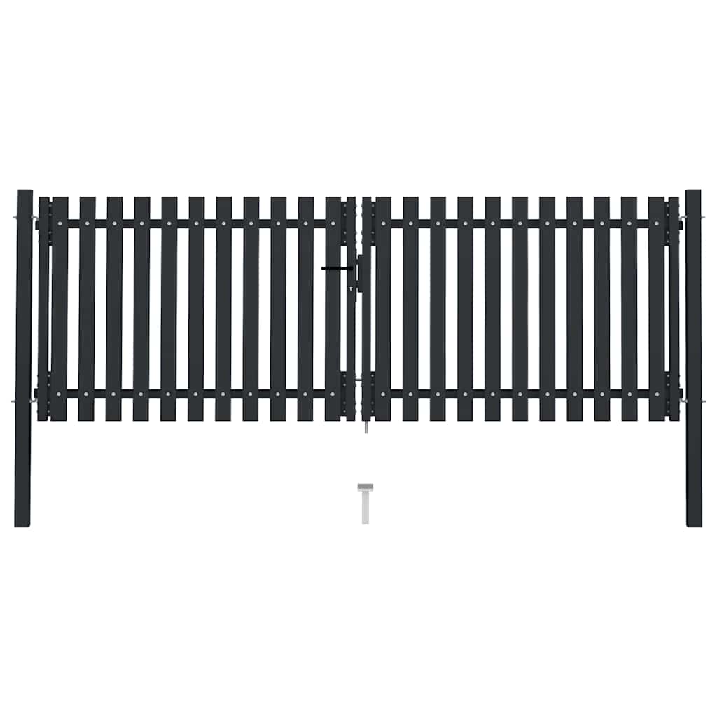 vidaXL Double Gate with Door Steel 300x75 cm Anthracite