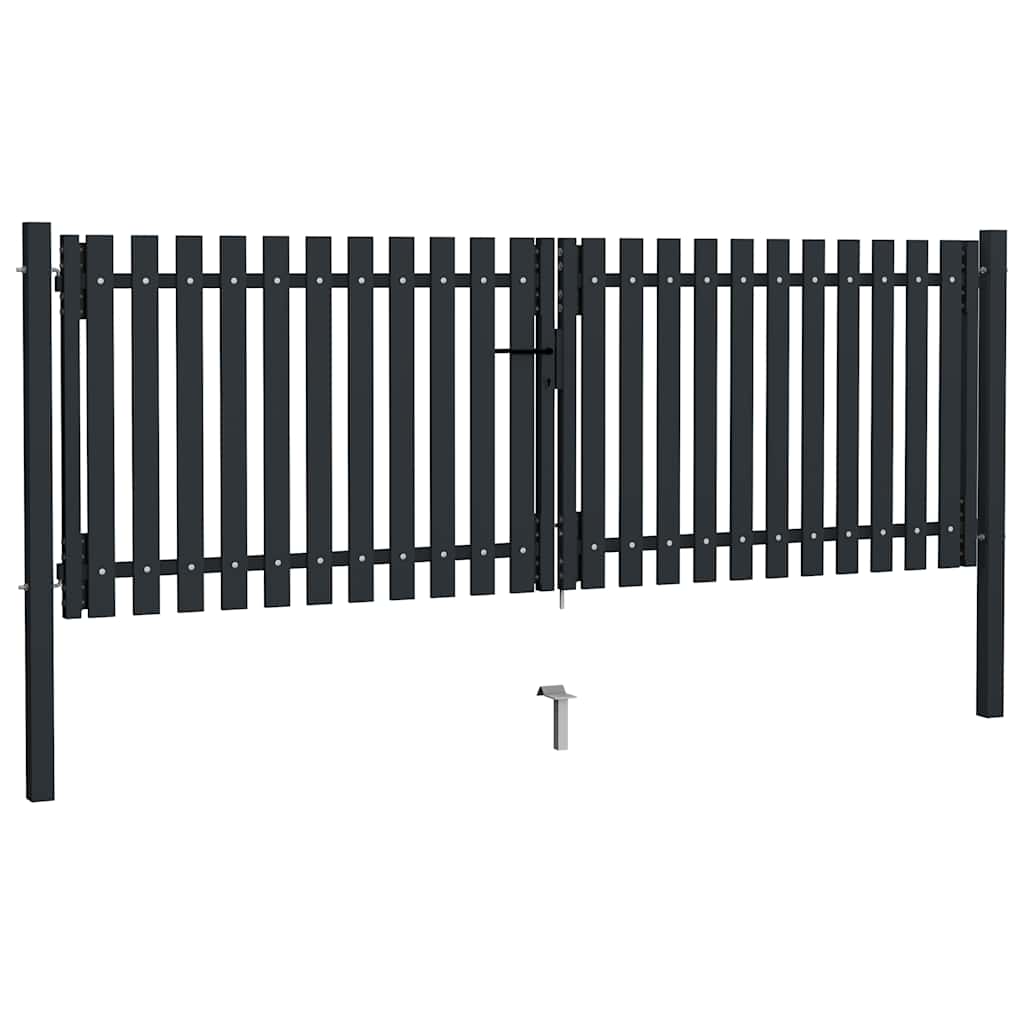vidaXL Double Gate with Door Steel 300x75 cm Anthracite