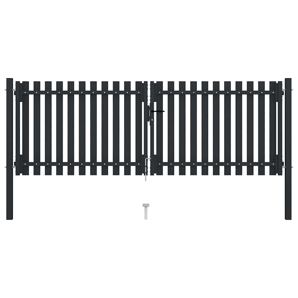 vidaXL Double Gate with Door Steel 300x75 cm Anthracite