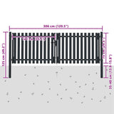 vidaXL Double Gate with Door Steel 300x75 cm Anthracite