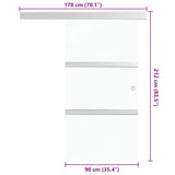 vidaXL Sliding Door 90x212 cm Toughened Glass and Aluminium Silver-coloured