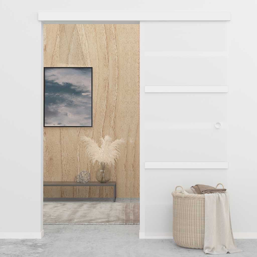vidaXL Sliding Door 76x212 cm ESG Glass and Aluminium Silver