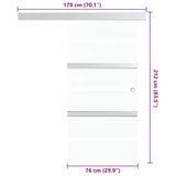 vidaXL Sliding Door 76x212 cm ESG Glass and Aluminium Silver