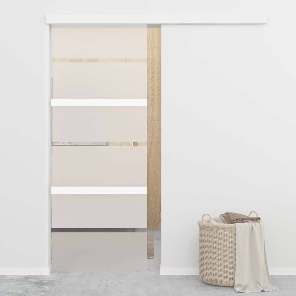vidaXL Sliding Door 76x212 cm ESG Glass and Aluminium Silver