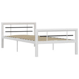 vidaXL Metal Bed Frame White and Black 90x200 cm