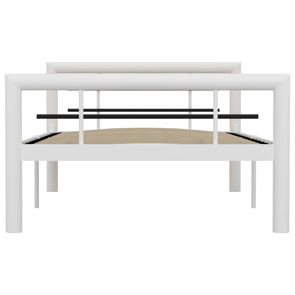 vidaXL Metal Bed Frame White and Black 90x200 cm