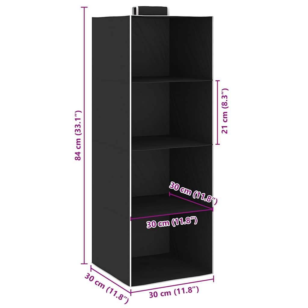 vidaXL Hanging Clothes Organizers 2 pcs with 4 Shelves Fabric