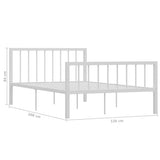 vidaXL Metal Bed Frame White 120x200 cm