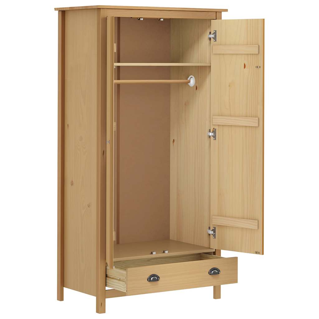 vidaXL Kledingkast Hill 2 deuren 89x50x170 cm massief grenenhout