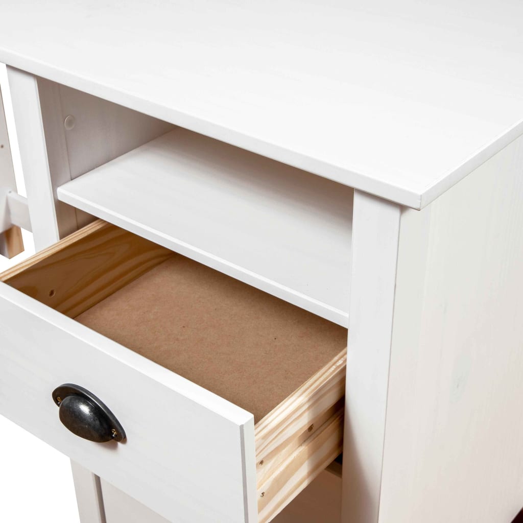 vidaXL Bureau Hill 150x50x74 cm massief grenenhout wit