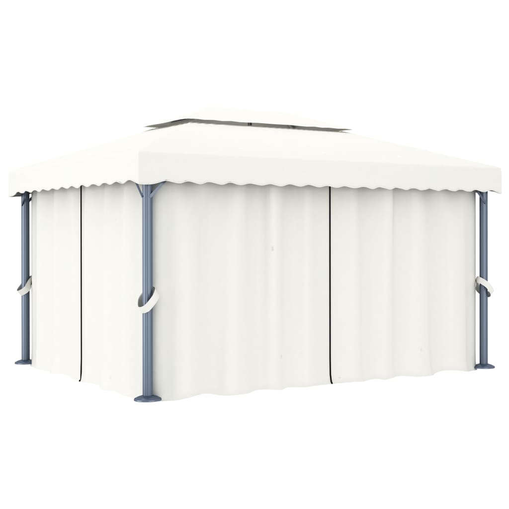 vidaXL Gazebo with curtain 4x3 m aluminium cream white