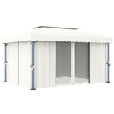 vidaXL Gazebo with curtain 4x3 m aluminium cream white