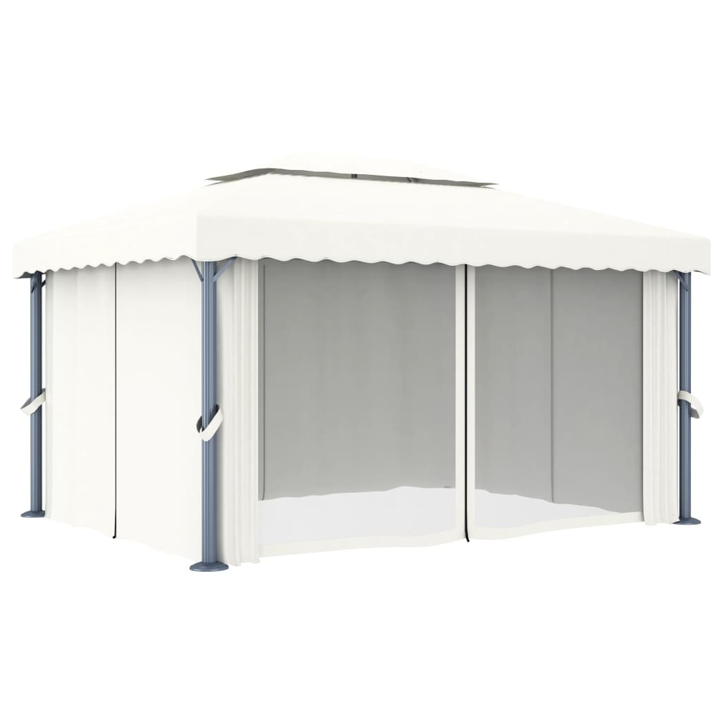 vidaXL Gazebo with curtain 4x3 m aluminium cream white