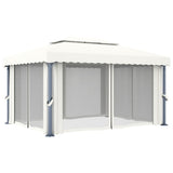 vidaXL Gazebo with curtain 4x3 m aluminium cream white