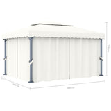 vidaXL Gazebo with curtain 4x3 m aluminium cream white
