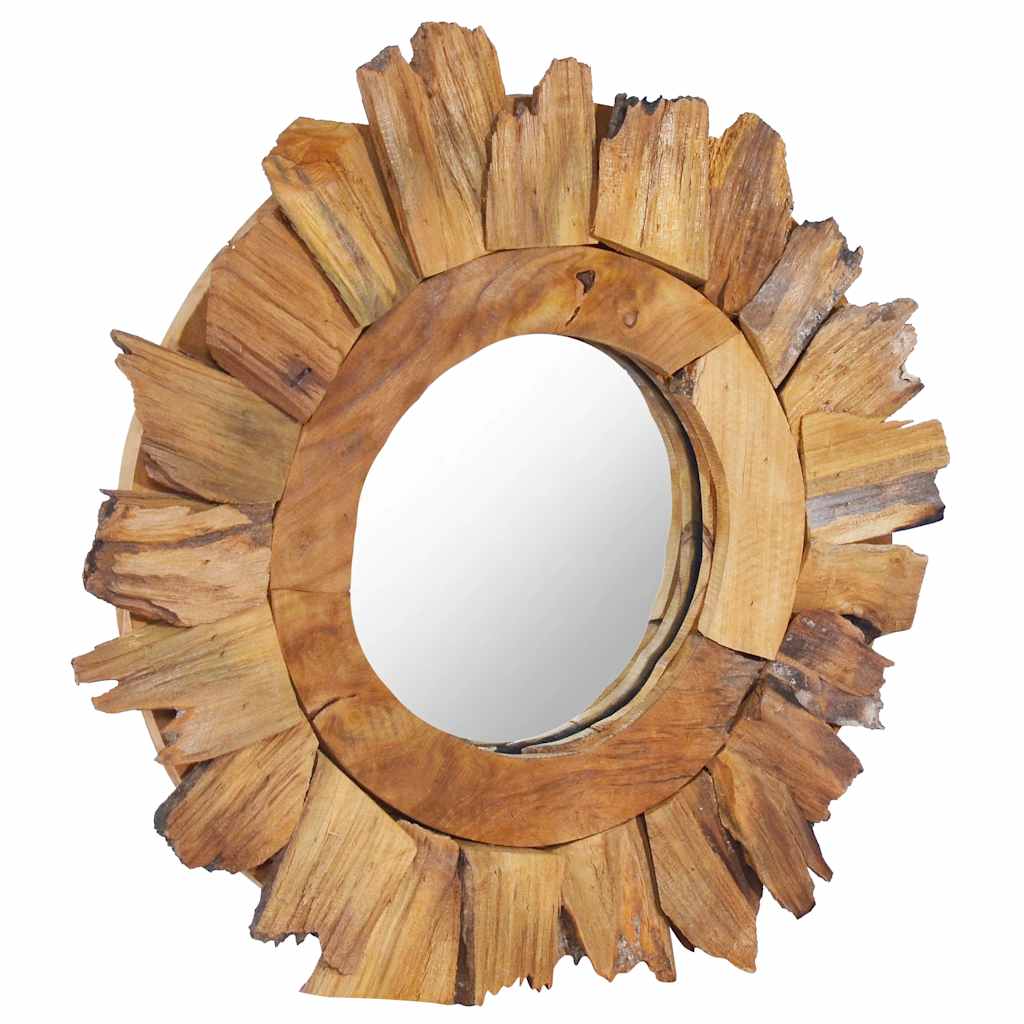 vidaXL Wall Mirror round 40 cm teak