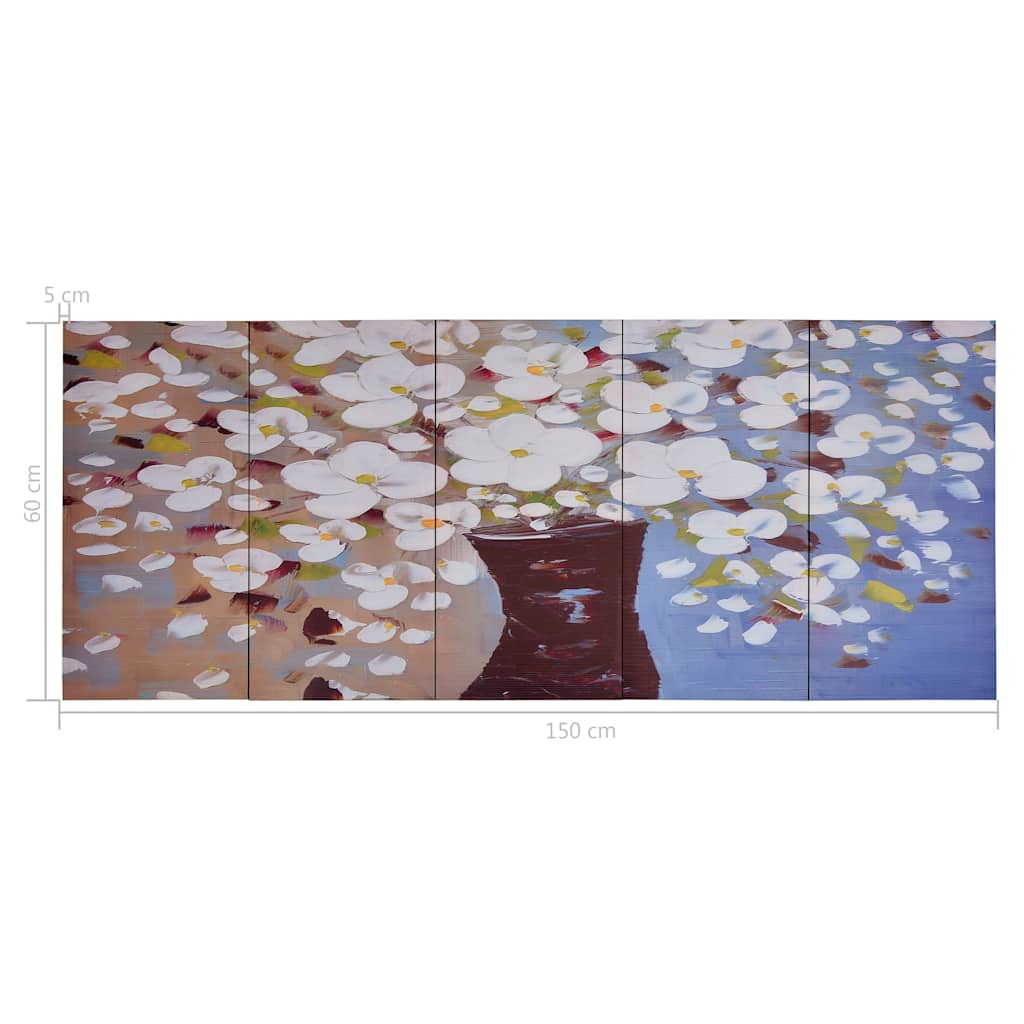 vidaXL Wall Print Set Flowers in Vase 150x60 cm Canvas Multicolour