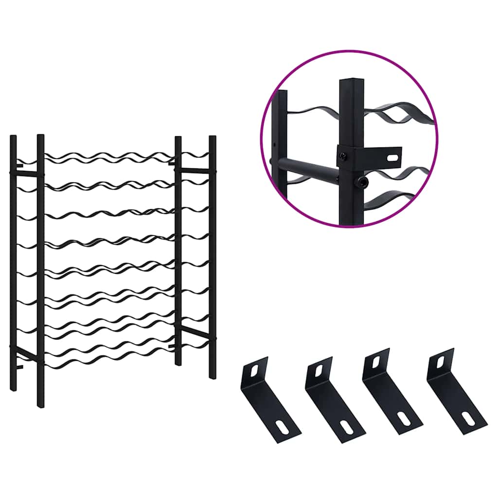 vidaXL Wine Rack for 48 Bottles Metal Black