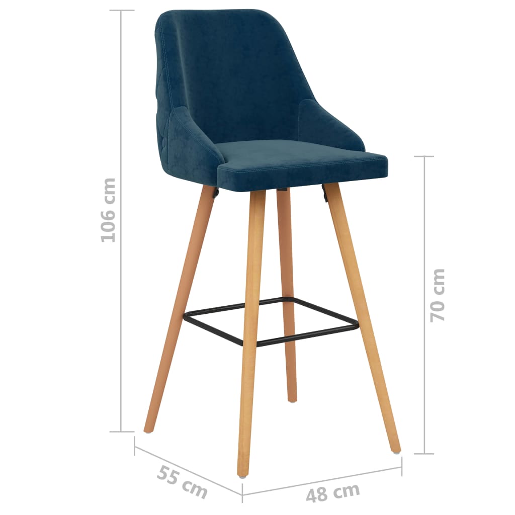 vidaXL Bar Stools 2 pcs velvet blue