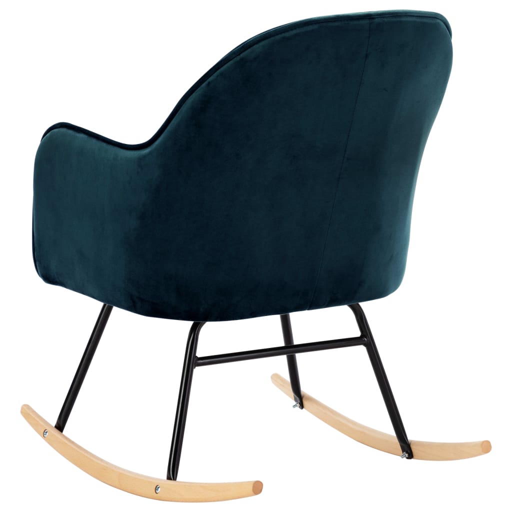 vidaXL Schommelstoel fluweel blauw