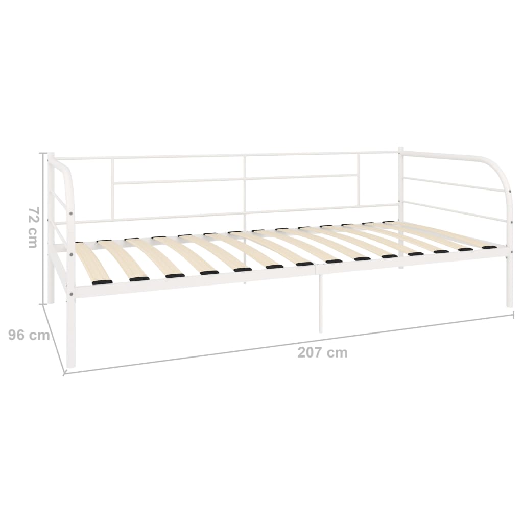 vidaXL Day Bed Metal White 90x200 cm