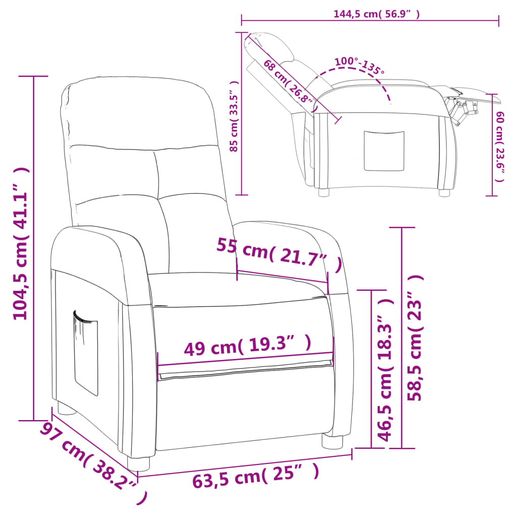 vidaXL Fauteuil verstelbaar stof taupe