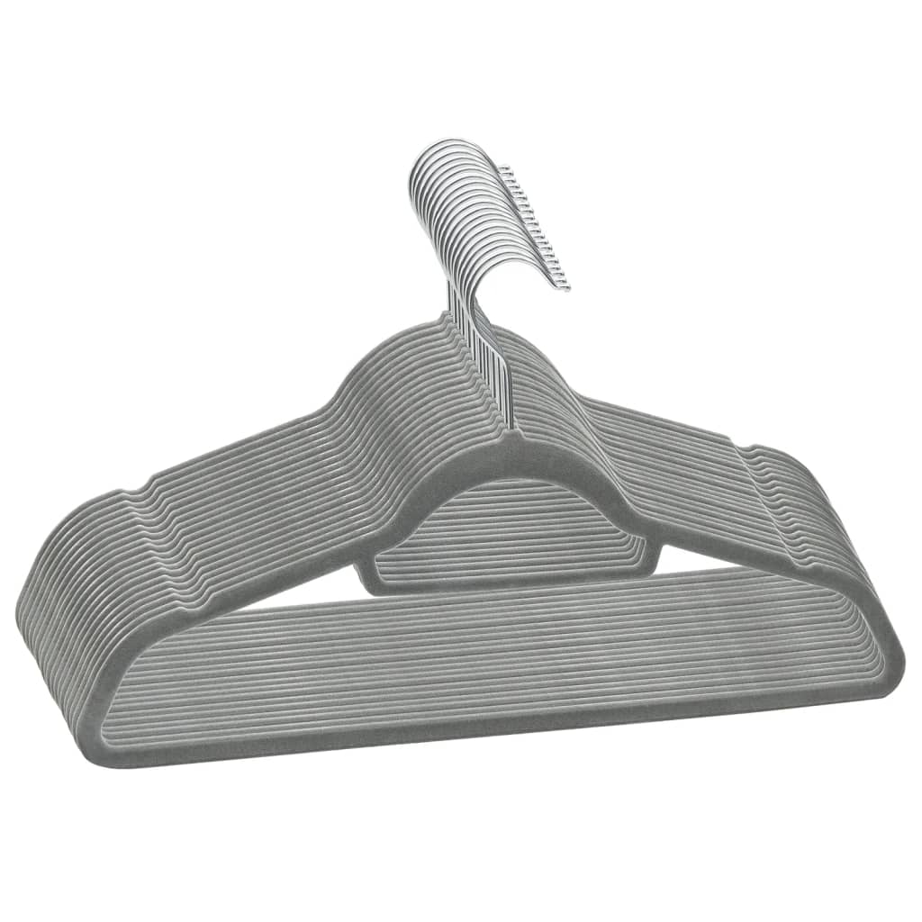 vidaXL 20-piece Non-Slip Velvet Clothes Hanger Set Grey