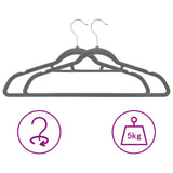 vidaXL 20-piece Non-Slip Velvet Clothes Hanger Set Grey