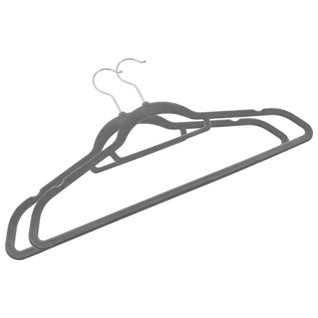 vidaXL 20-piece Non-Slip Velvet Clothes Hanger Set Grey