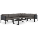 vidaXL Hoekbank sectioneel met rechterarmleuning poly rattan antraciet