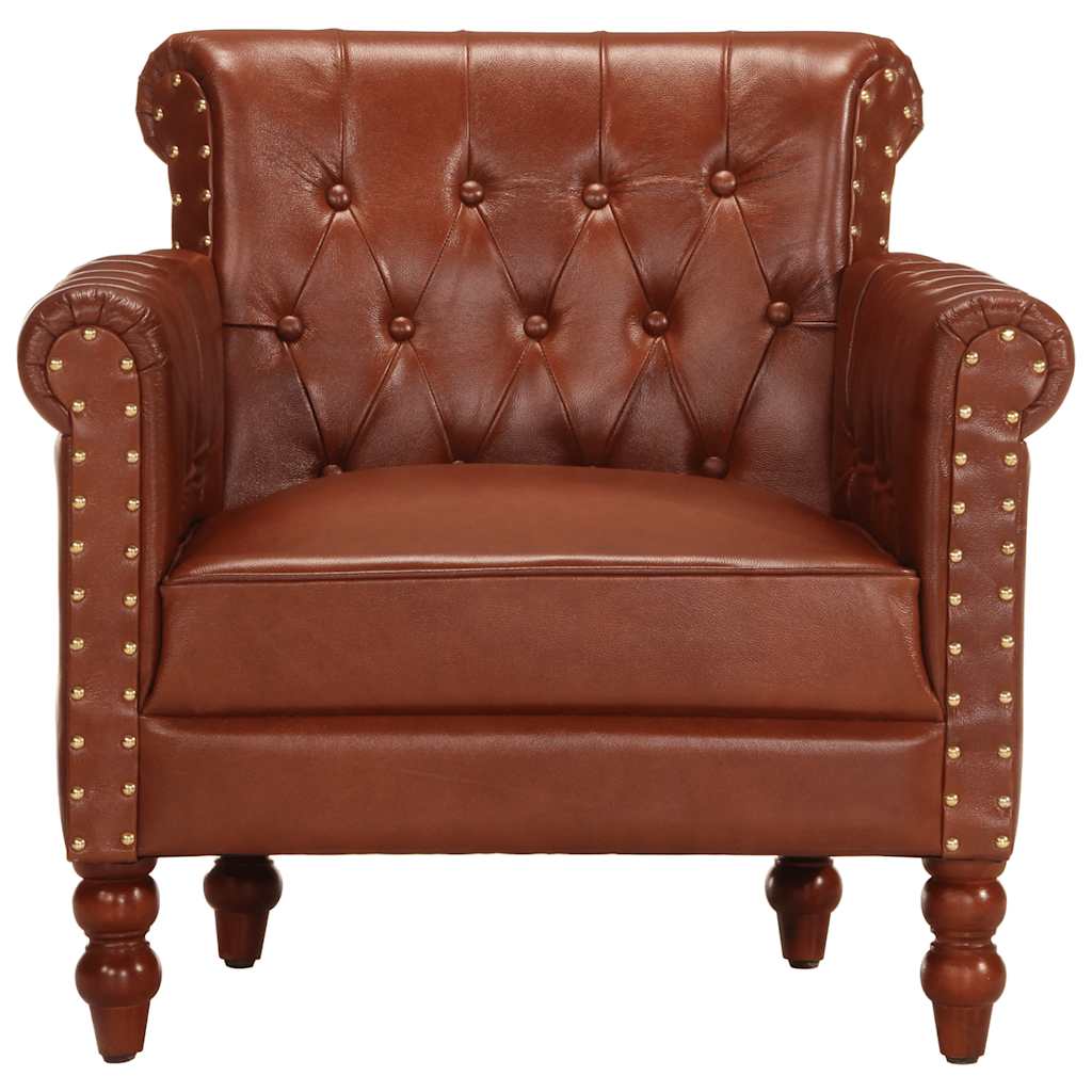 vidaXL Fauteuil echt geitenleer bruin