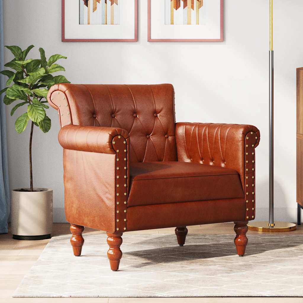 vidaXL Fauteuil echt geitenleer bruin