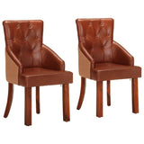 vidaXL Eetkamerstoelen 2 st echt geitenleer bruin