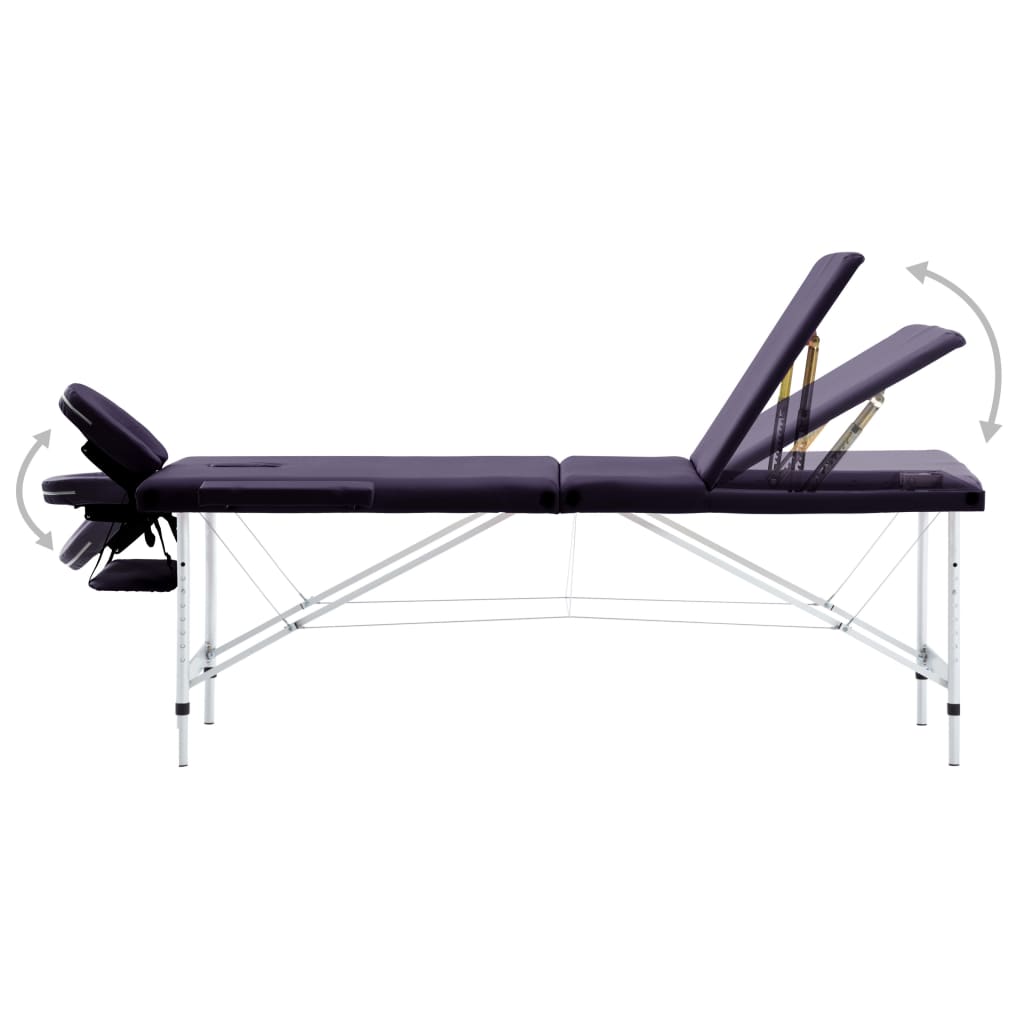 vidaXL Foldable Massage Table 3 Zones Aluminum Pink