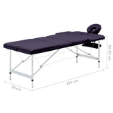 vidaXL Foldable Massage Table 3 Zones Aluminum Pink
