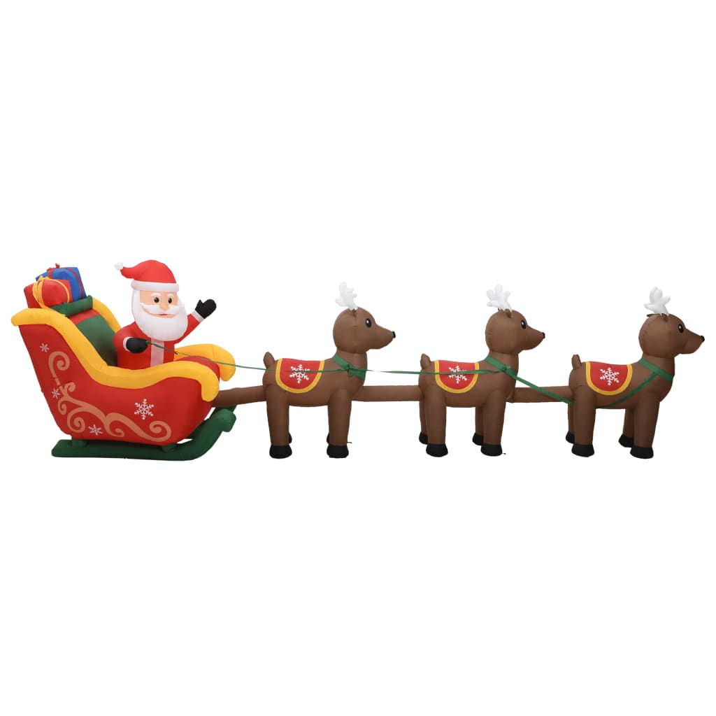 vidaXL Kerstdecoratie opblaasbaar kerstman en rendieren LED 490 cm