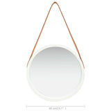 vidaXL Wall Mirror with Strap 40 cm White