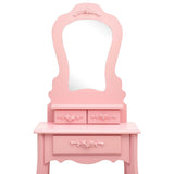 vidaXL Kaptafelset met kruk 50x59x136 cm paulowniahout roze