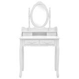 vidaXL Kaptafelset met kruk 75x69x140 cm paulowniahout wit