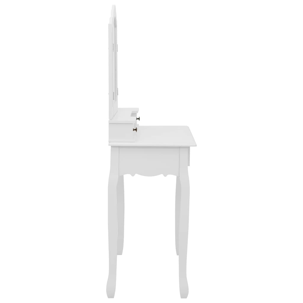 vidaXL Dressing Table Set with Stool 80x69x141 cm Paulownia Wood White