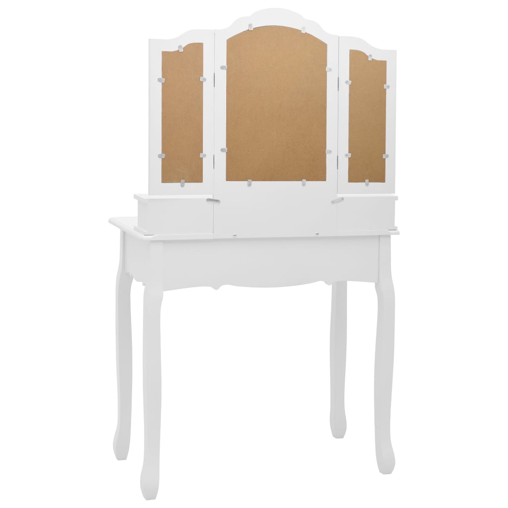 vidaXL Dressing Table Set with Stool 80x69x141 cm Paulownia Wood White