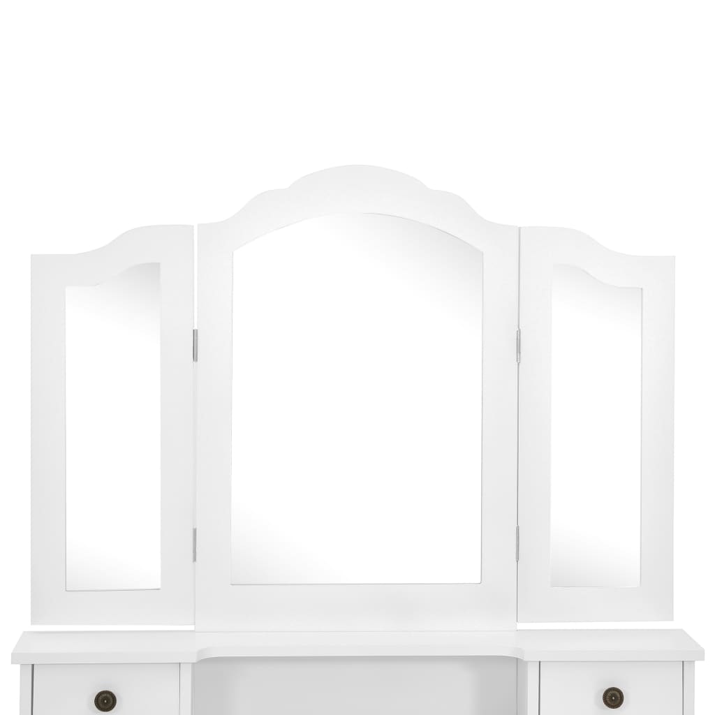 vidaXL Dressing Table Set with Stool 80x69x141 cm Paulownia Wood White